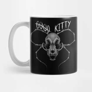 G̶o̶o̶d̶ Kitty Skull White Text Grey Mug